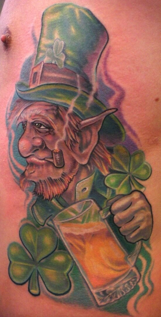 leprechaun-riding-on-a-beer-keg-tattoo